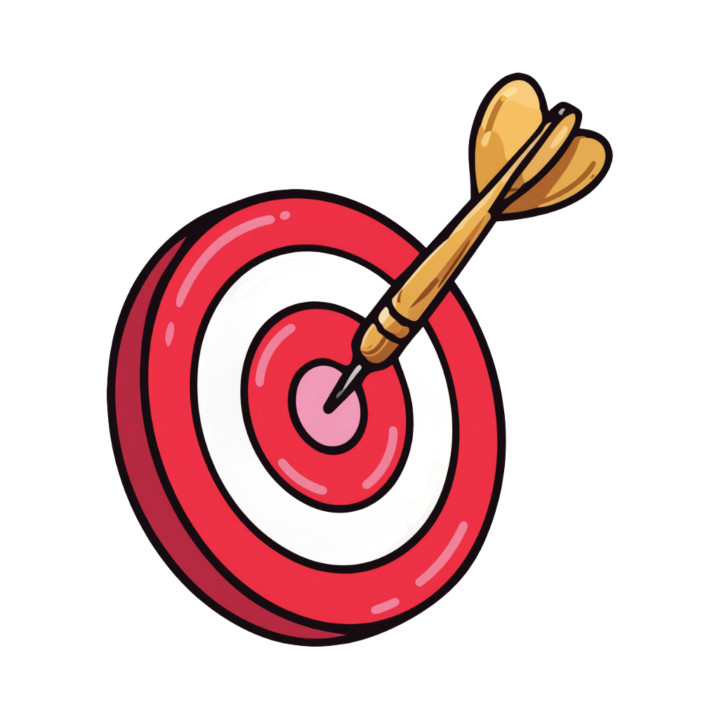 Red and white target with a dart stuck in the bullseye