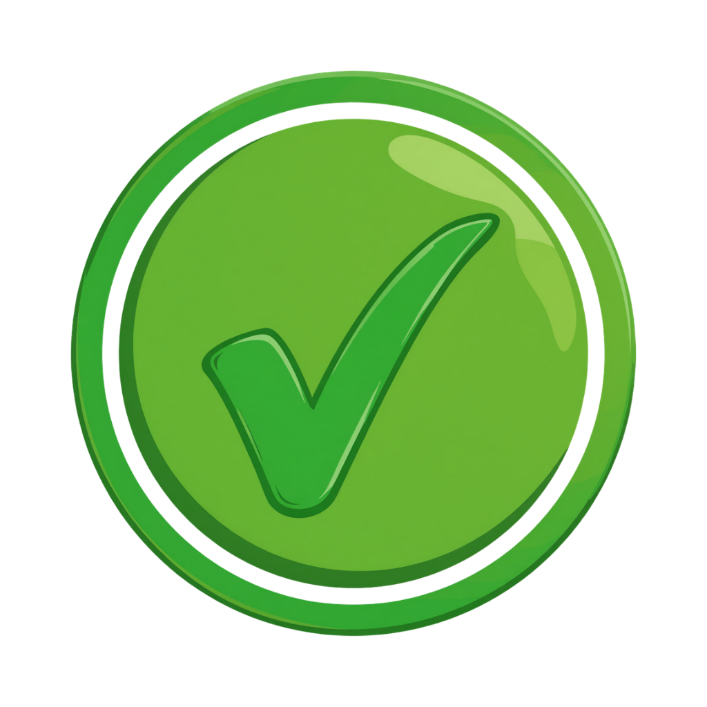 Green circular checkmark icon with a white check symbol