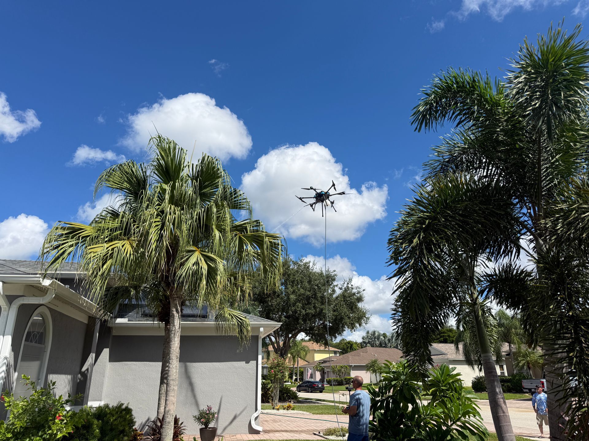 Drone roof cleaning on a Sarasota Florida home
