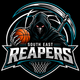South East Reapers basketball logo with hooded grim reaper, scythe, and orange basketball