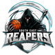 South East Reapers basketball logo with hooded grim reaper, scythe, and orange basketball
