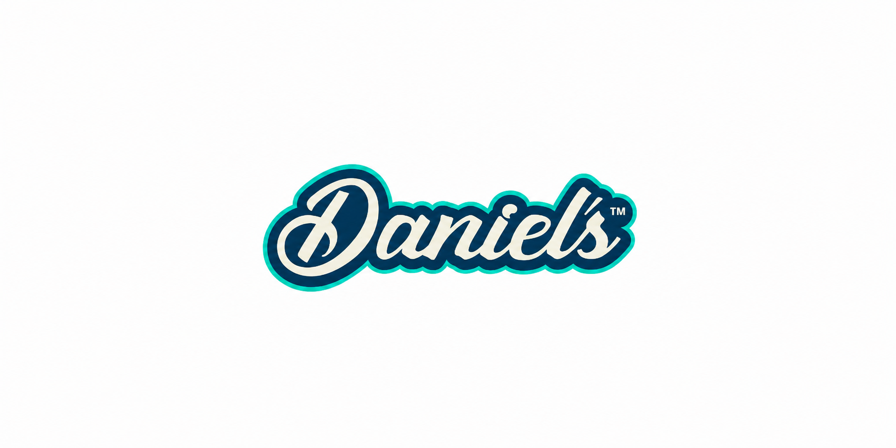 Stylized “Daniel’s” logo in dark blue script with a teal outline on a white background