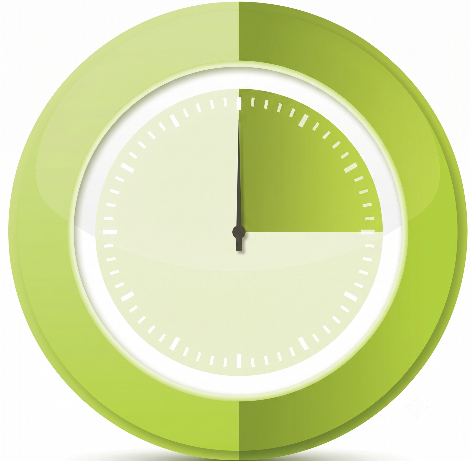 Green circular timer showing about a quarter of the time elapsed.