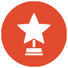 Orange circle with a white star trophy icon in the center