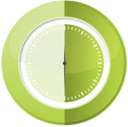 Green circular timer showing about a quarter of the time elapsed.