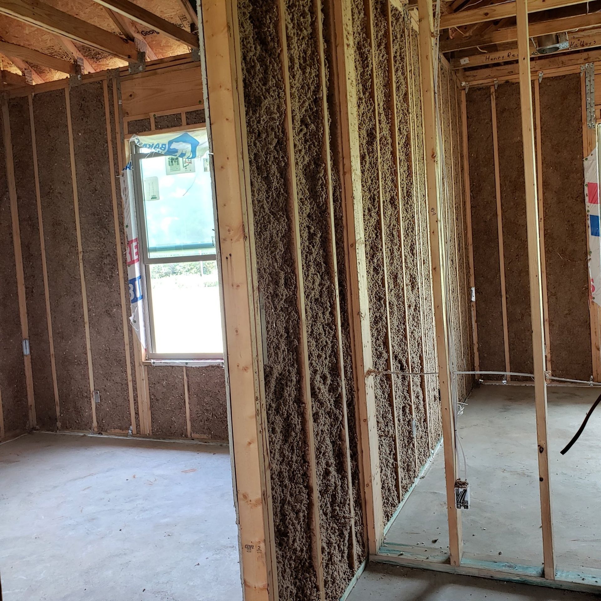 A room in a house that is being built