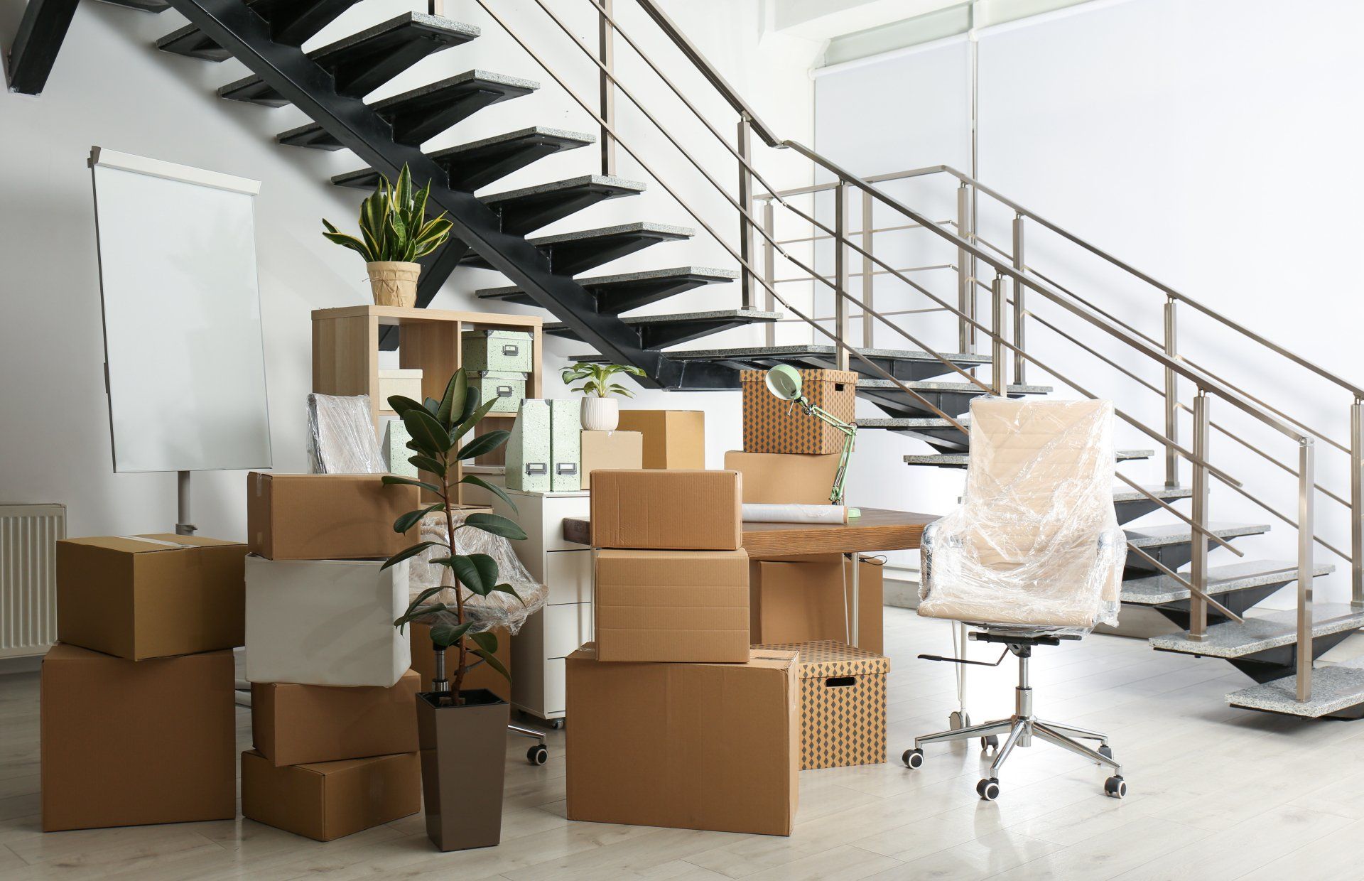 things packed on boxes