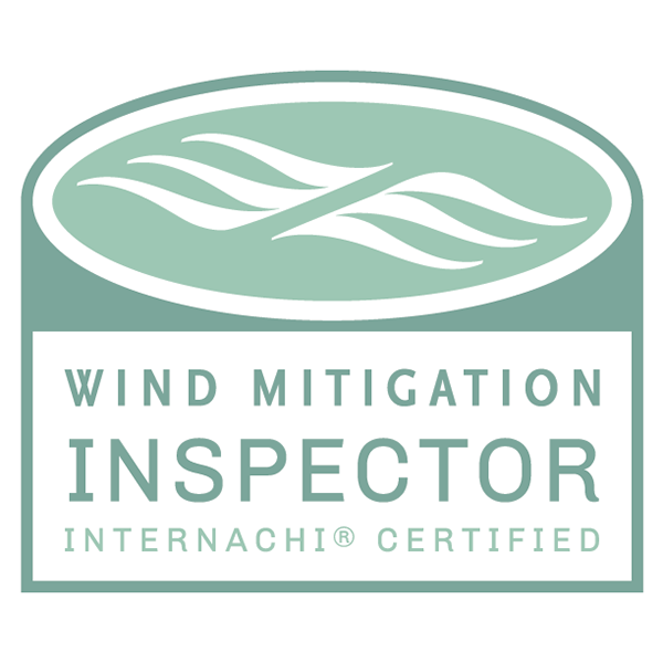 A logo for a wind mitigation inspector that is certified