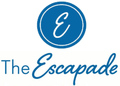 Blue circular logo with stylized &ldquo;E&rdquo; above the text &ldquo;The Escapade&rdquo;