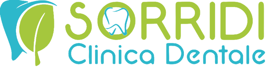 The logo for sorridi clinica dentale is blue and green