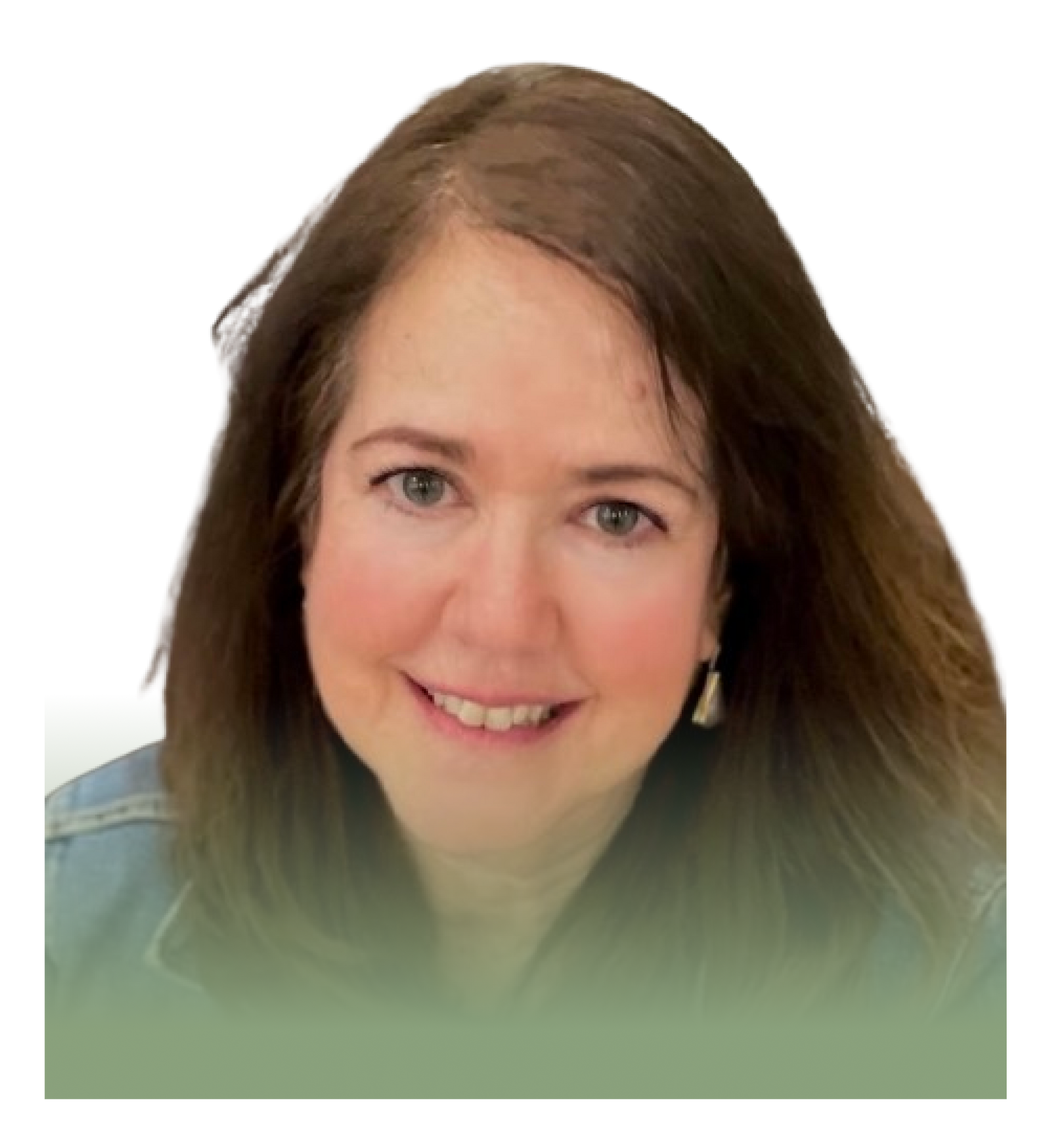 A woman with long brown hair is smiling for the camera