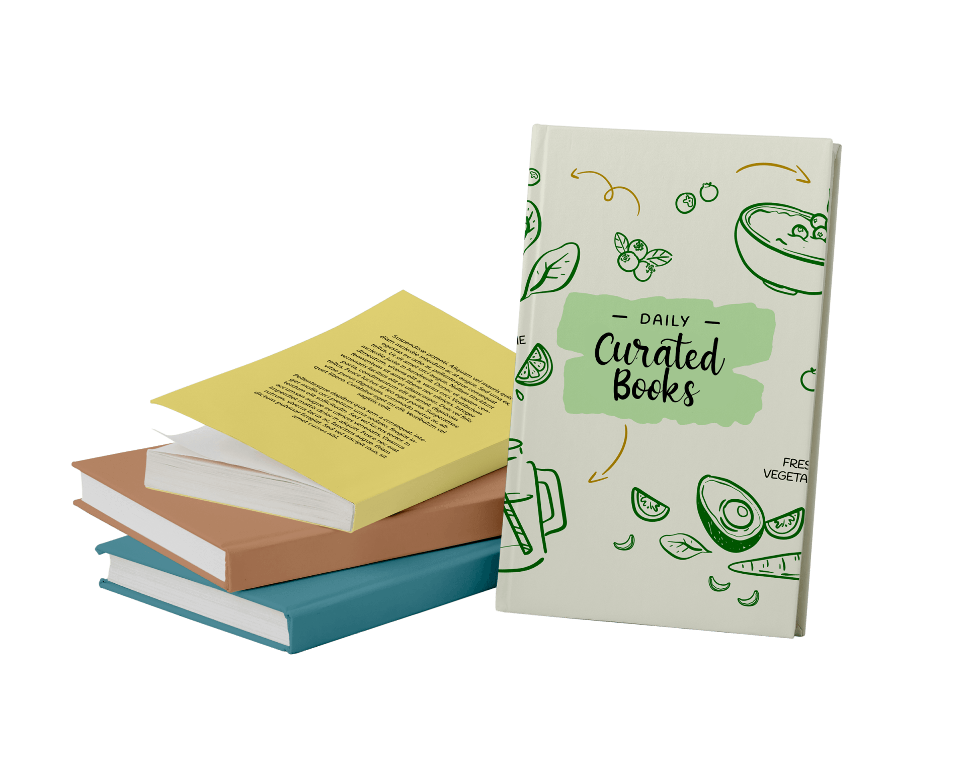 A stack of books with one titled only curated books