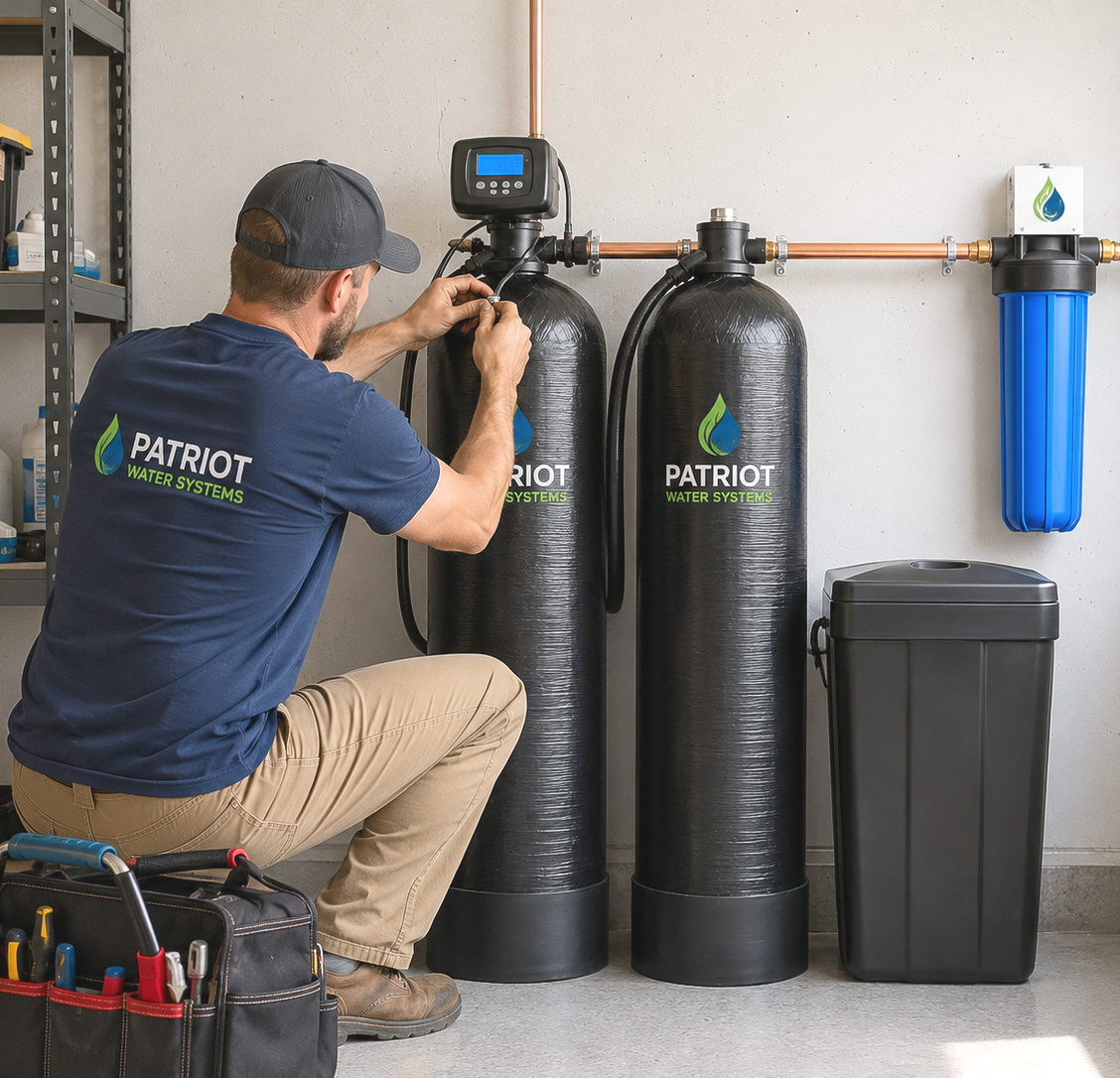 patriot water systems technician installing a water filtration system