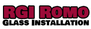 The company logo for RGI Romo Glass Installation featuring dark red text on a white background.