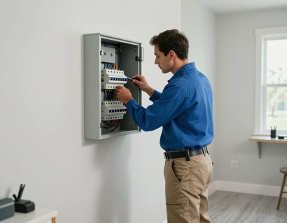 Electrician upgrading a residential breaker panel
