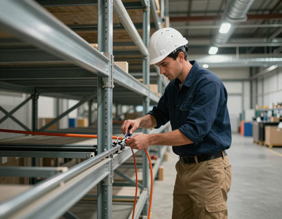 Electrician working in a commercial electrical space