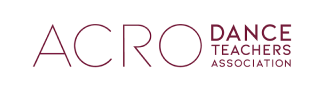 Acro Dance Teachers Association logo in deep red text on a white background.