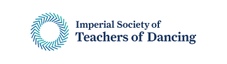 The logo for the Imperial Society of Teachers of Dancing: a blue circular pattern of chevrons next to the organization name.