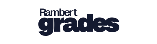 The Rambert Grades logo, featuring the word "Rambert" in a thin font above the word "grades" in a bold, dark typeface.