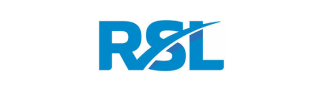 The RSL logo in blue, with a swooping diagonal line cutting through the letters.