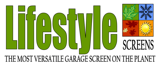 A lifestyle screens logo that says the most versatile garage screen on the planet