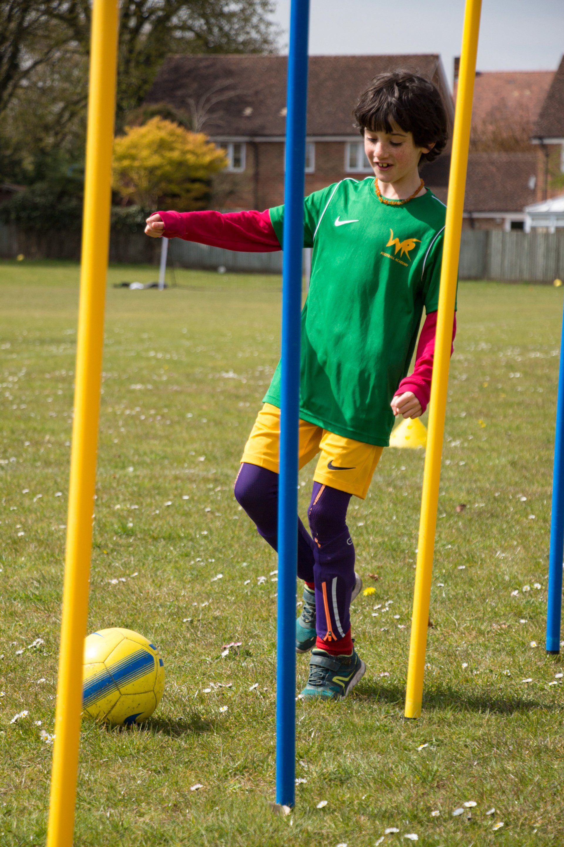 Children play on the soccer field