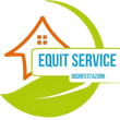 Logo di Equit Service Disinfestazioni con casa arancione, striscia verde e testo blu.