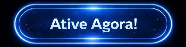 Botão de néon azul brilhante com a inscrição “Ative Agora!”
