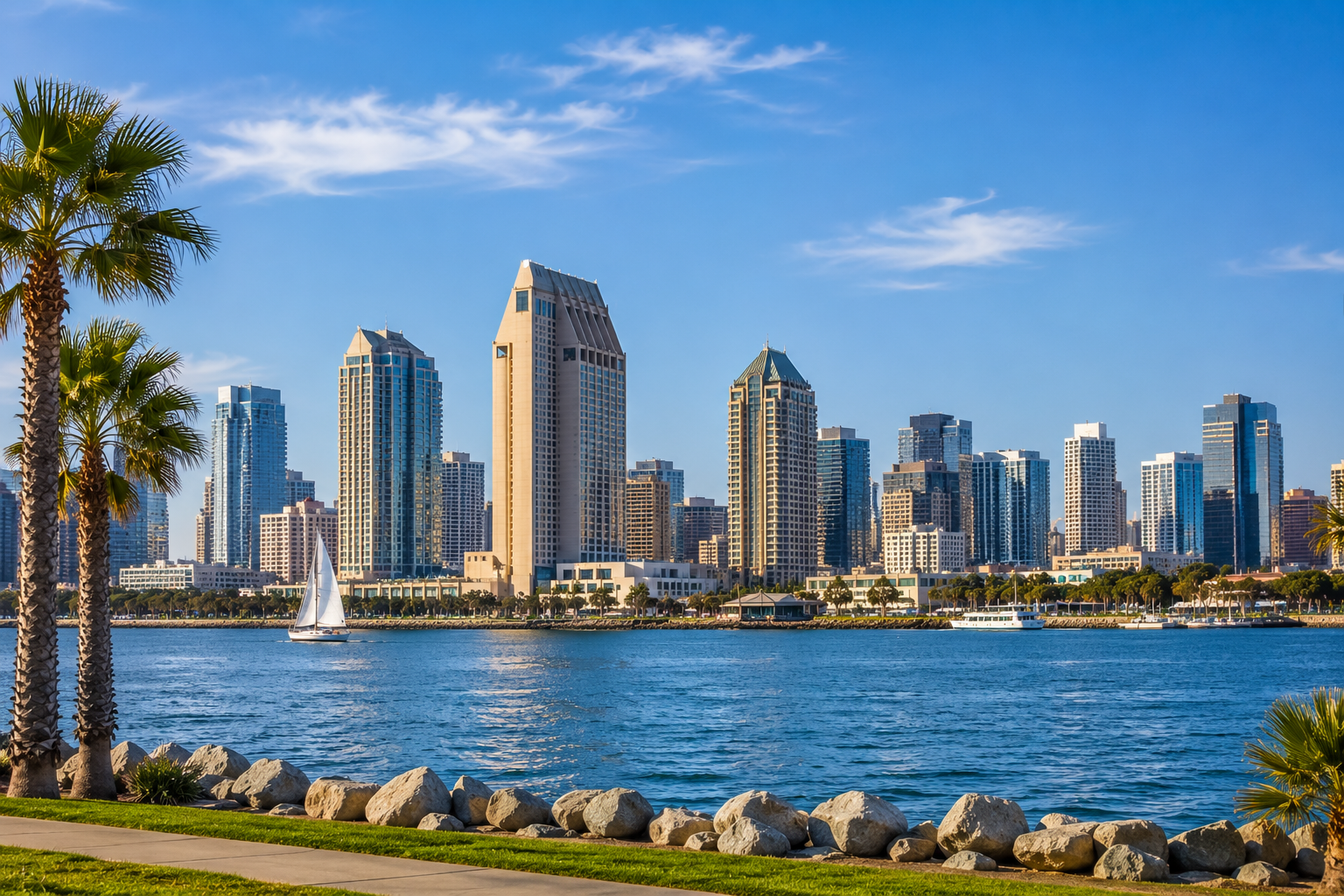 San Diego skyline waterfront luxury real estate and lifestyle