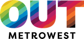 Logo for Out MetroWest, text 
