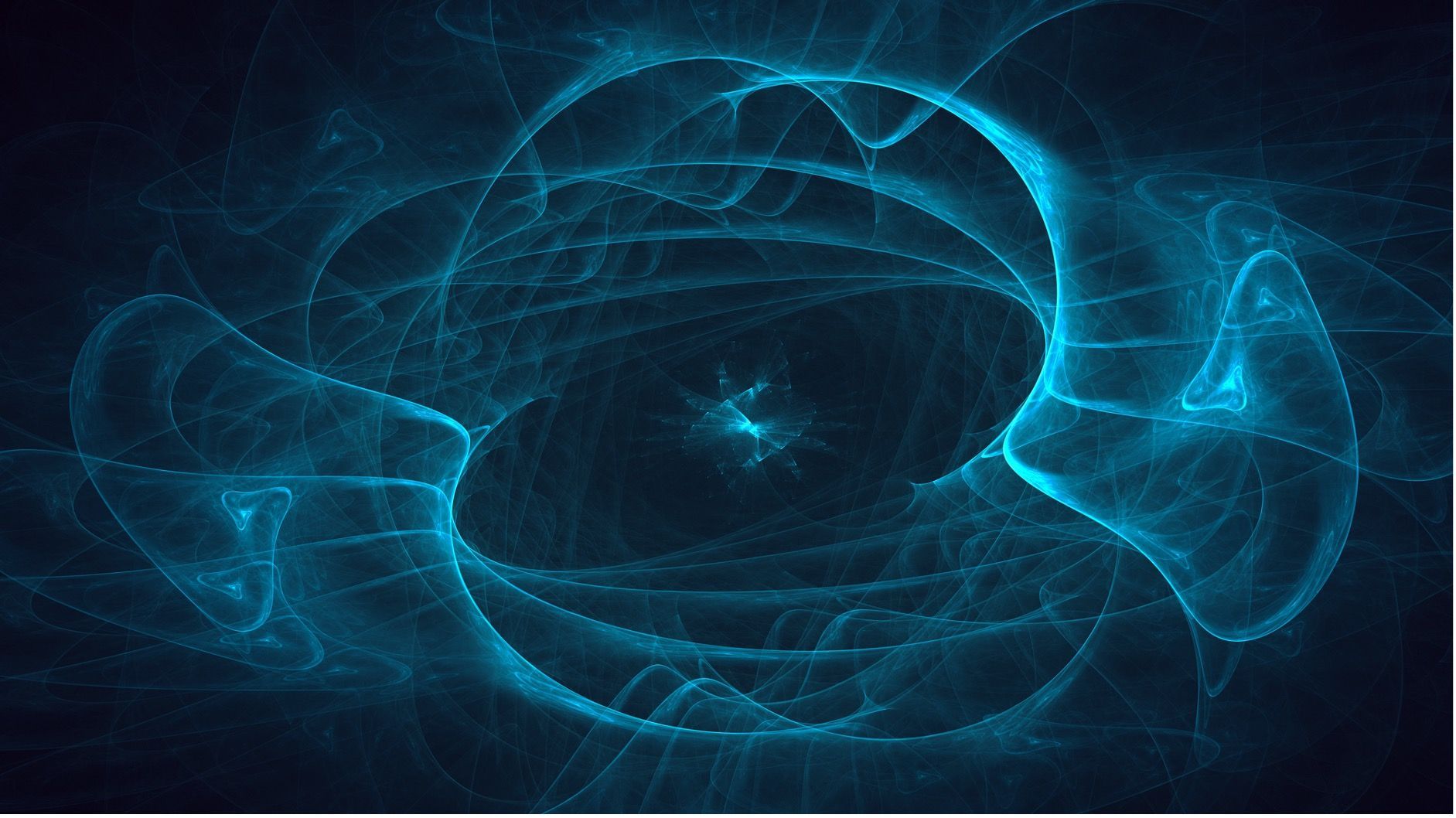 Abstract blue energy vortex with glowing center.