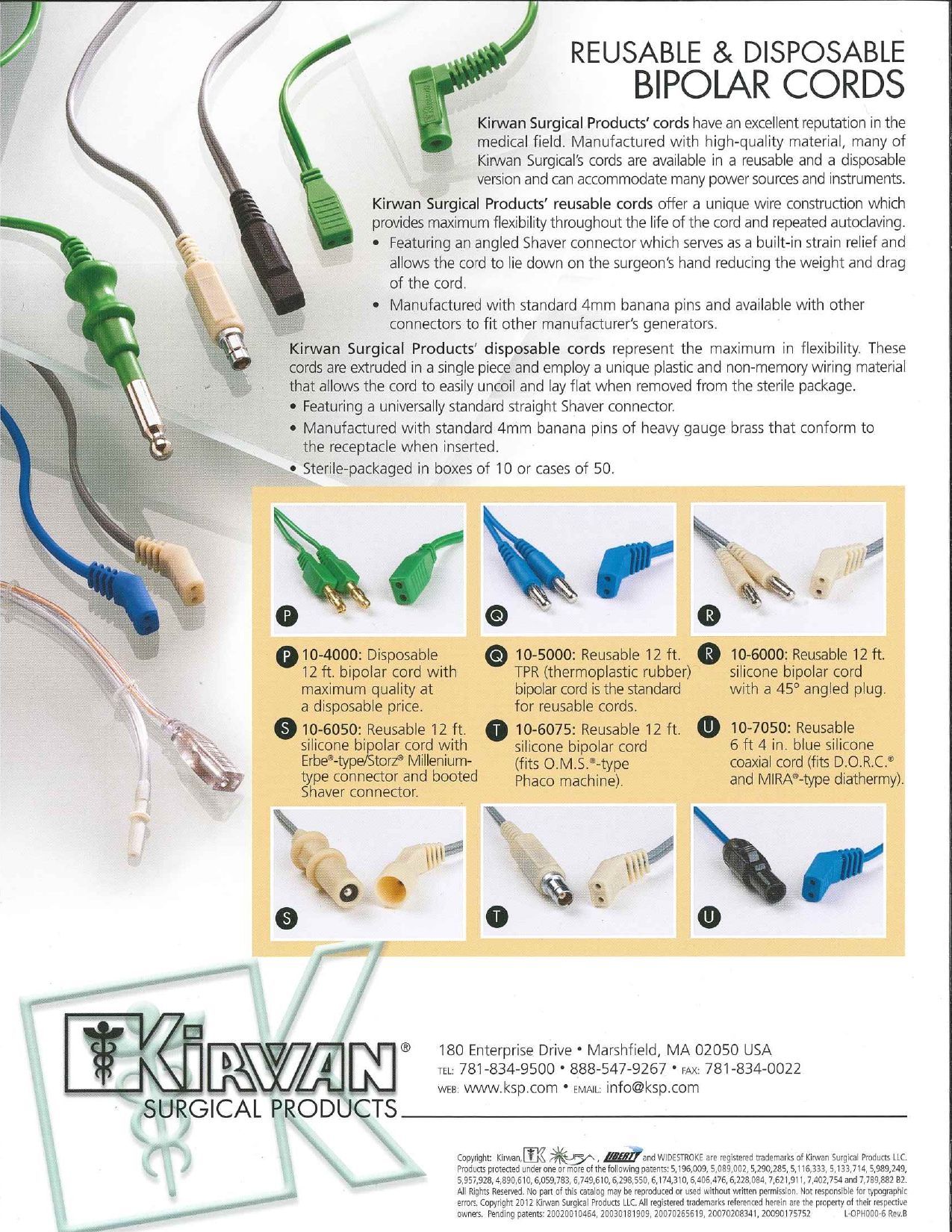 Medical device advertisement showing reusable & disposable bipolar cords in various colors.
