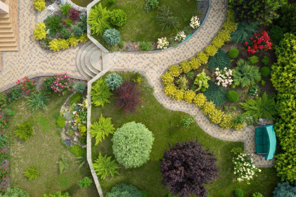 Beautiful aerial shot of the garden.