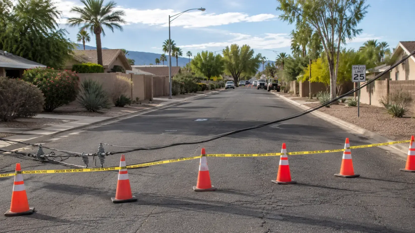 Downed power line after an Arizona storm