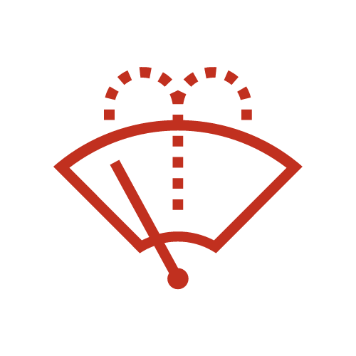 A red windshield wiper icon on a white background.