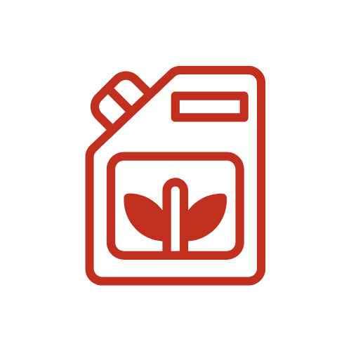 A red icon of a bottle of fertilizer with a plant on it.