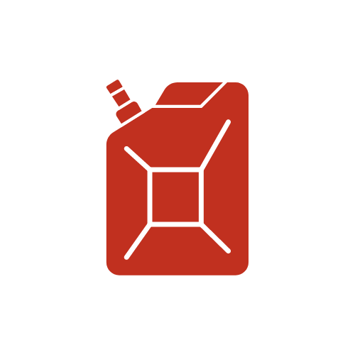 A red gas can icon on a white background.