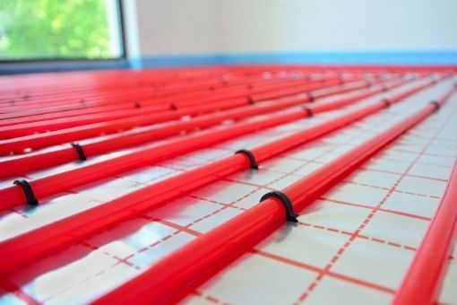 run of water underfloor heating pipes