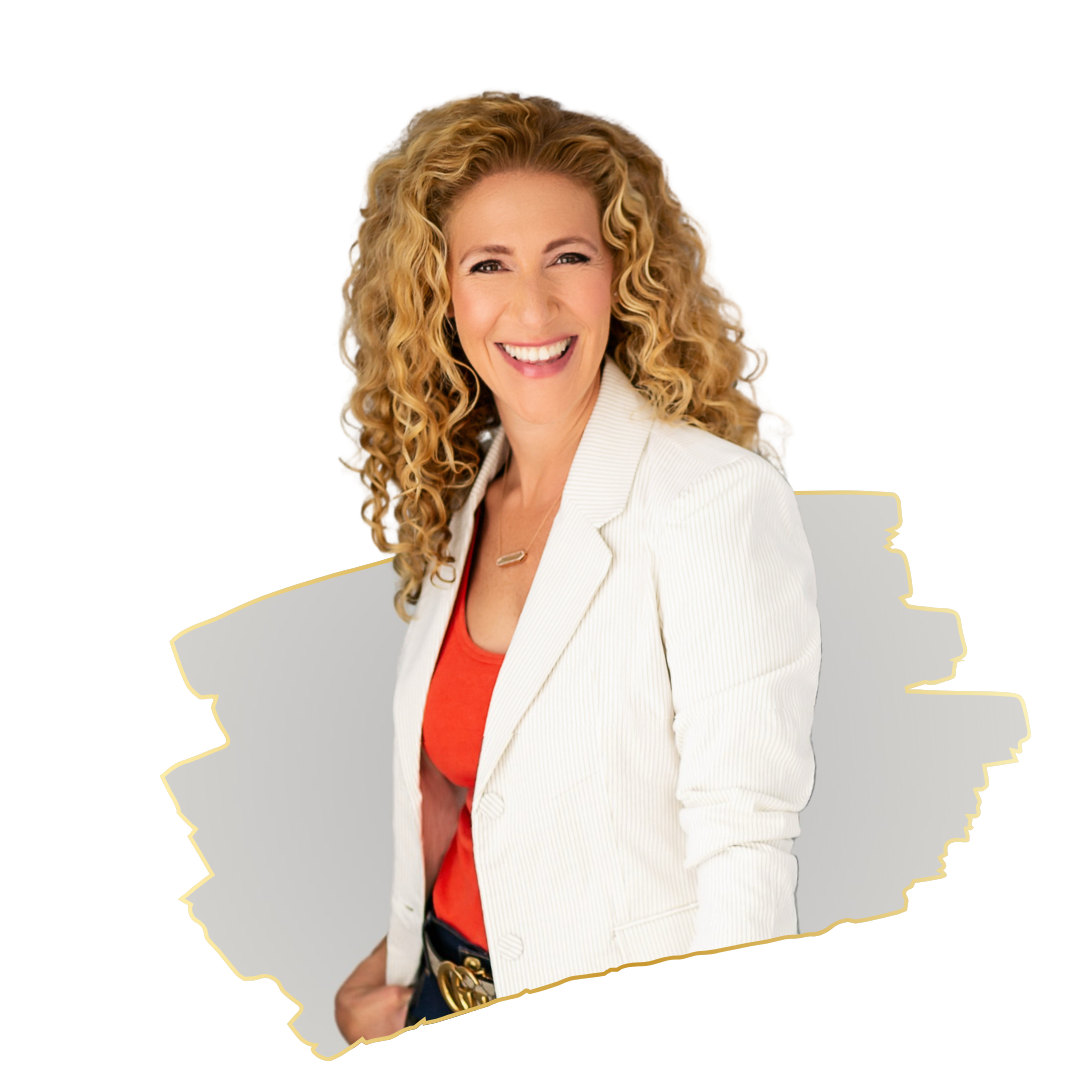 Racquel Wilder Realty posing for a realtor headshot in a white blazer with a gray and white background.