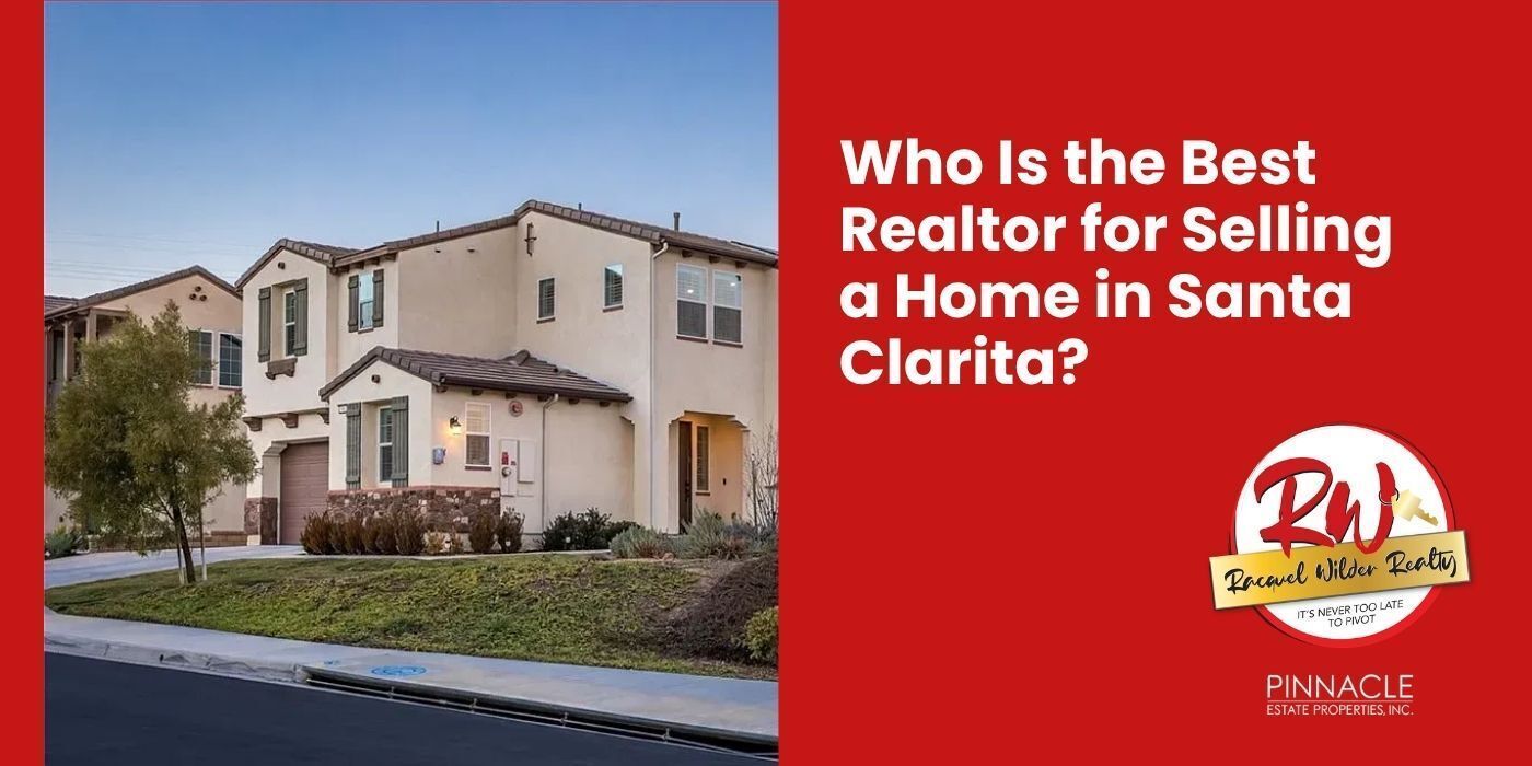 Two-story stucco home with landscaped yard; blog headline about the best realtor in Santa Clarita.