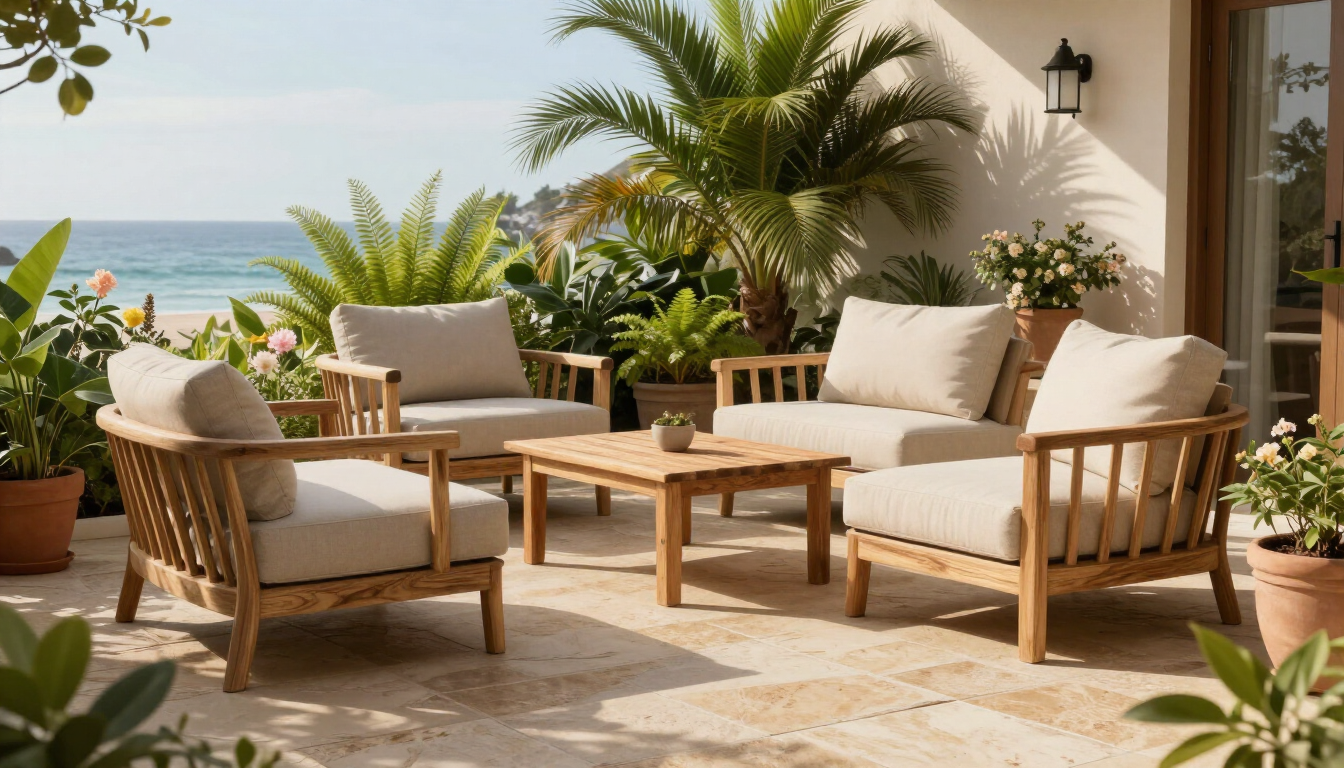 Relaxing patio space at a vacation rental with outdoor seating.