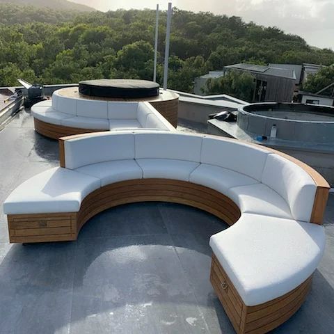 Circle Couch on Boat — Coastal Coverings In Smithfield, QLD
