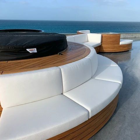 Custom Round Leather Couch — Coastal Coverings In Smithfield, QLD