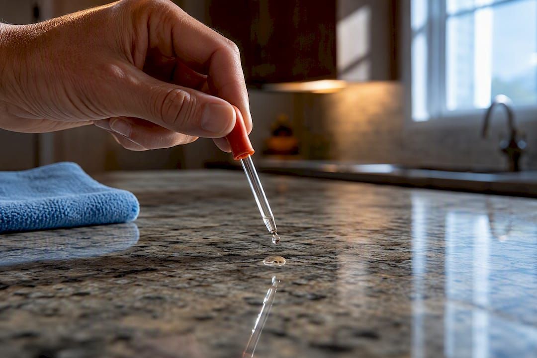 Applying sealer to granite