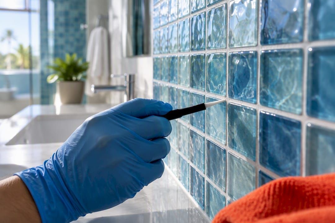Glass tile with sealed grout