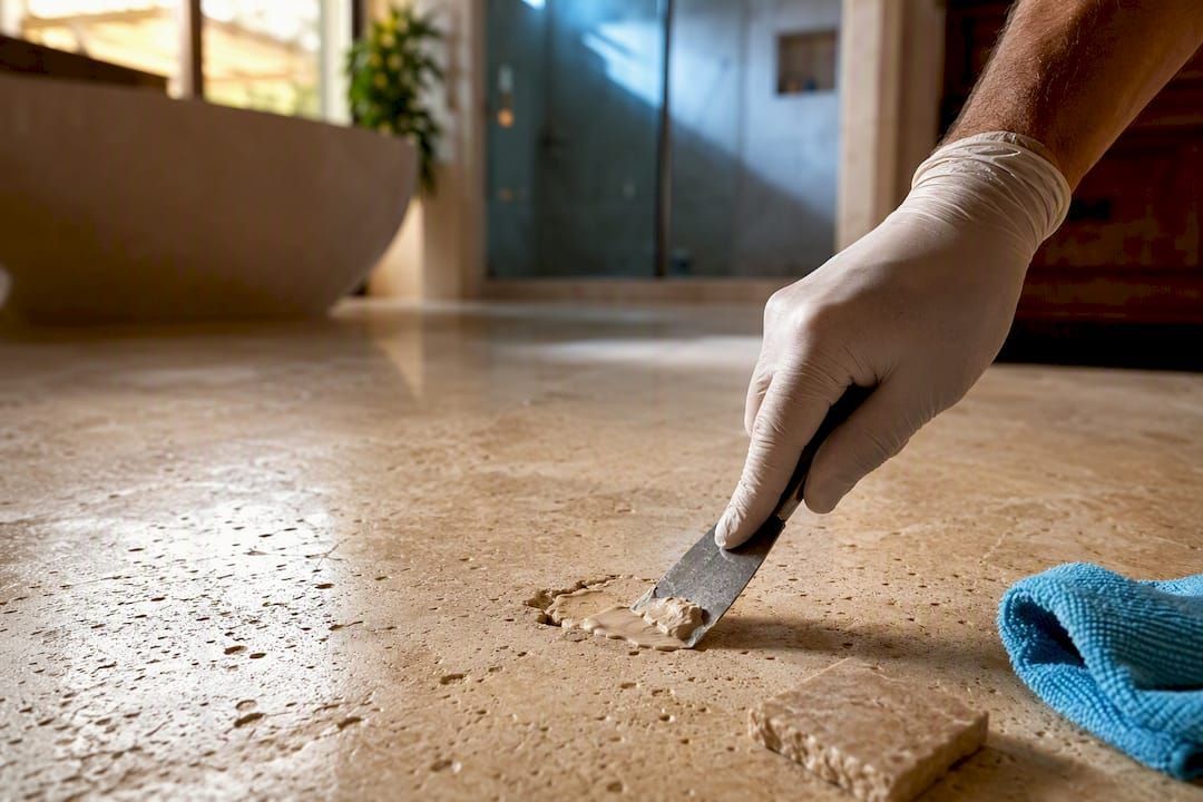 Patching travertine holes