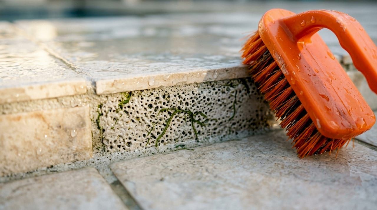 Pool grout stain removal