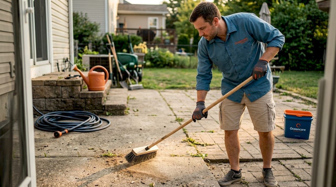 Professional sealing exterior pavers