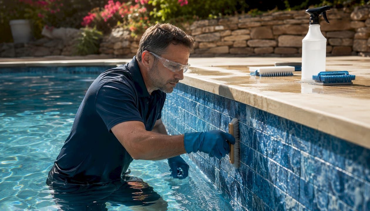 Removing calcium from pool tile