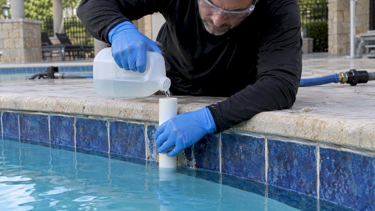 Removing pool tile biofilm